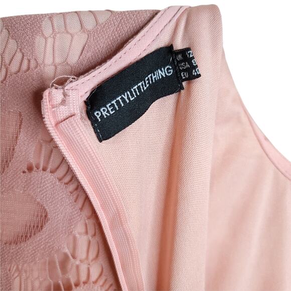 PrettyLittleThing Nude Lace Cap Sleeve Maxi Dress, Size 8, EUC - Picture 10 of 11